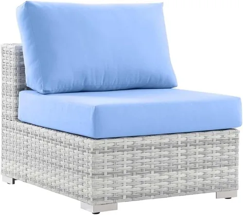 Vista 29 de Modway Convene - Otomana rectangular de mimbre para patio al aire libre, color gris claro