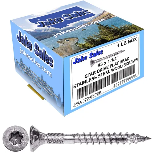 Vista 180 de 8 x 1 revestimiento exterior recubierto de bronce, tornillo de madera multiusos compatible con ACQ, cabeza plana Torx/Star Drive de 1 libra, 288