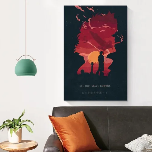 Vista 4 de Póster de anime japonés de vaquero Bebop One of the Greatest animado serie de televisión para decoración de habitación (15) pinturas artísticas
