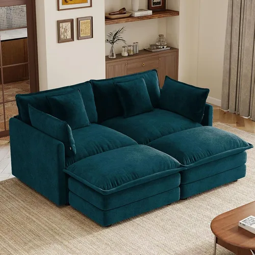 Vista 89 de 76.7" Cloud Couch for Living Room, Deep Seat Loveseat Sofa, Beige Breathable Chenille, 2-Seats Couch for Apartment Small Spaces, Pocket Spring