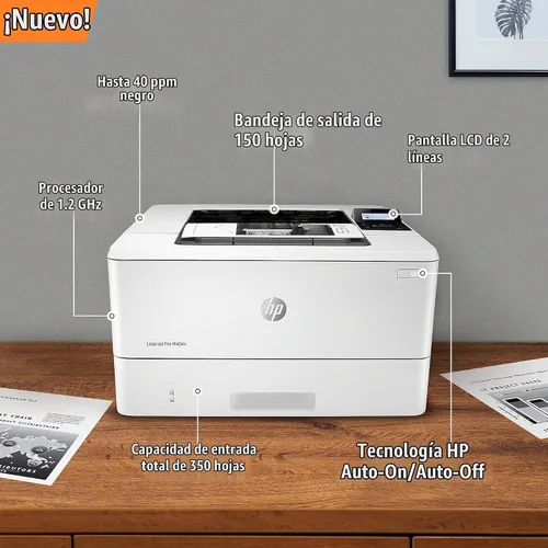 Vista 2 de HP - Laserjet Pro M404dn - Impresora láser monocromática con Ethernet integrado e impresión de doble cara, Negro talla única