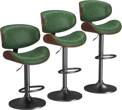 Vista 8 de YaFiti Taburetes de bar modernos giratorios, taburetes de bar altura de mostrador con respaldo para bar, cocina, comedor, color marrón