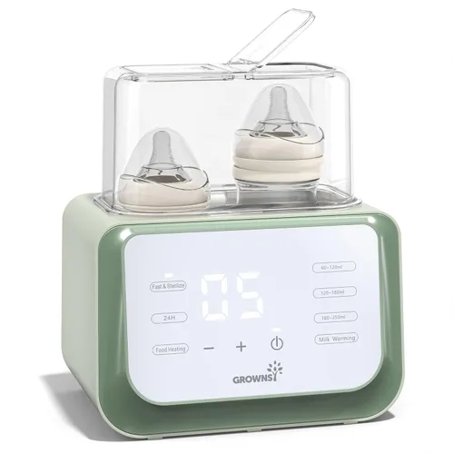 Vista 12 de Grownsy - Calentador de biberones rápido 10 en 1, control preciso de temperatura, con pantalla LCD, temporizador, descongelación, esterilización