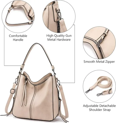 Vista 3 de Hobo Purses Handbags for Woman Crossbody Large Bag for Ladies Shoulder Vegan Fashion Leather Tote