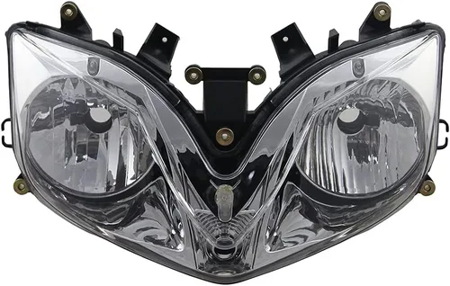Vista 23 de Ensamble de lámpara de faro delantero para motocicleta compatible con Yamaha YZF600 R6 2006 2007 06 07 YZF-R6 Faro frontal transparente para moto