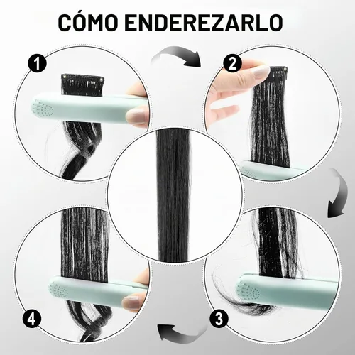 Vista 7 de 10 extensiones de cabello sintético rizado y ondulado negro con clip, reflejos de fiesta de neón arcoíris, accesorios de cabello coloridos