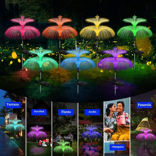 Vista 7 de Weepong - Luces solares para jardín 3 unidades, nuevas luces solares mejoradas al aire libre, resistentes al agua, 7 colores que cambian, doble