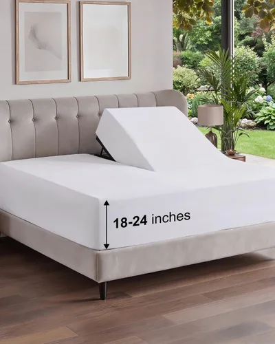 Vista 171 de Sábana bajera ajustable extra profunda Twin XL – Sábana bajera individual de lujo de hotel solamente – Se adapta fácilmente a colchones de 18 a 24