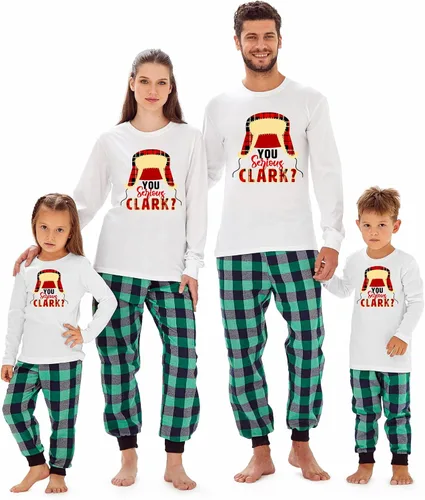 Vista 15 de Camiseta familiar de manga larga con texto en inglés "You Serious Clark Christmas" Top - Athletic Heather