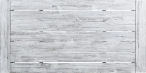 Vista 9 de Mesa de comedor de madera de chorro de arena gris claro al aire libre con metal rústico negro e