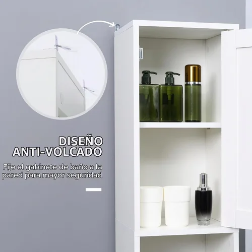Vista 6 de kleankin Gabinete de almacenamiento alto para baño con espejo