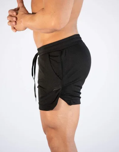 Vista 6 de FLYFIREFLY Pantalones cortos de entrenamiento de gimnasio para hombre, ligeros, atléticos, pantalones cortos para entrenamiento de culturismo