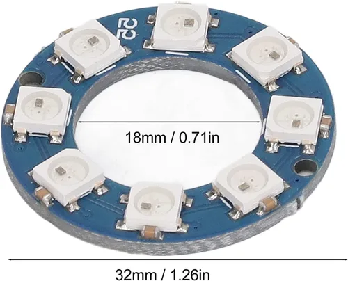 Vista 4 de 4 piezas de accesorios de módulo de luz RGB, luces LED, decoración del hogar, módulo LED de 8 canales, interfaz digital, WS2812 5050 5V LED anillo