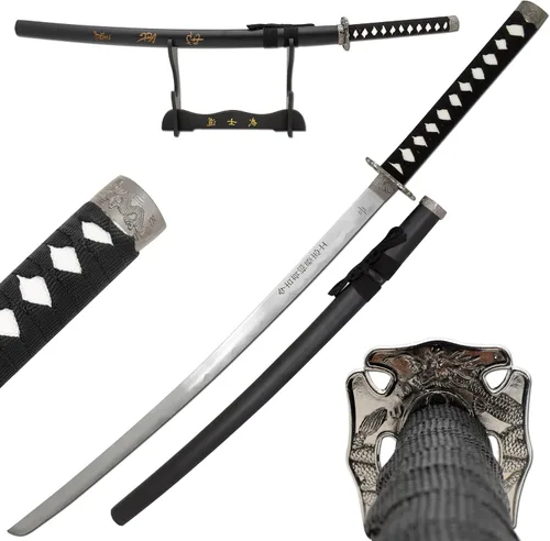 Vista 8 de Snake Eye Tactical Espada samurái katana de dos tonos con soporte de espada gratis