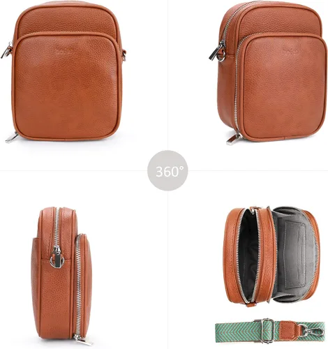 Vista 6 de befen Bolsos cruzados pequeños de cuero genuino para mujer, monederos de viaje de moda para teléfono celular con tarjetero