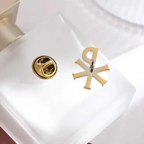 Vista 5 de Broche y pin de acero inoxidable Labarum Chi-Rho Symbol