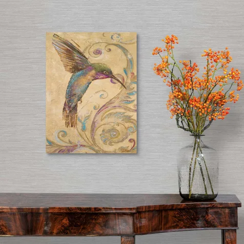 Vista 4 de Lienzo decorativo para pared, diseño de colibrí