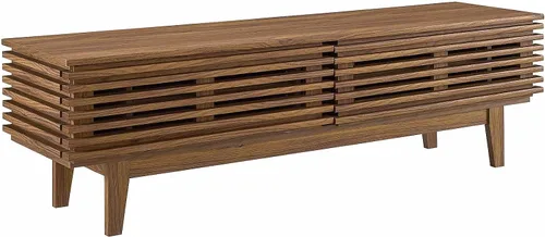 Vista 20 de Modway Render - Mueble moderno de mediados de siglo para mesa de bufé o TV de 160 cm, color nogal