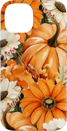 Vista 4 de Funda con temática de otoño para iPhone 16, diseño de calabaza, niña, mujer, diseño vintage de otoño