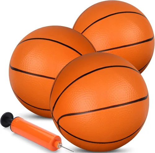Vista 6 de Umnodobn Mini baloncesto para interior, mini aro de baloncesto de 7 pulgadas, de goma suave, juguete de repuesto para niños y adultos, pelota