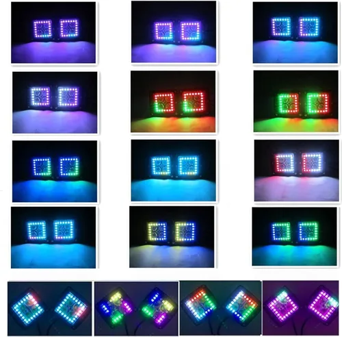 Vista 6 de Lpteso Paquete de 4 Barras de Luz LED RGB de Trabajo de Inundación de 4 Pulgadas, Pods LED Todoterreno, Luces Antiniebla de Conducción con Halo RGB