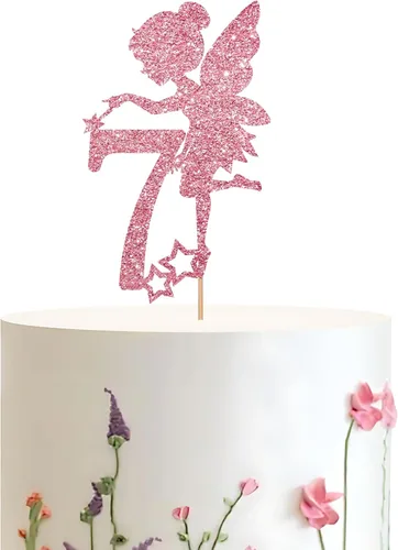 Vista 8 de Decoración para pastel de primer cumpleaños de hadas de oro rosa, decoración temática de hadas de jardín para primer aniversario/fiesta
