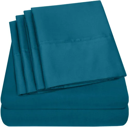Vista 39 de Juego de sábanas de 4 piezas para camas individuales de 1500 hilos de microfibra de cepillado fino con bolsillo profundo - 1 funda de almohada