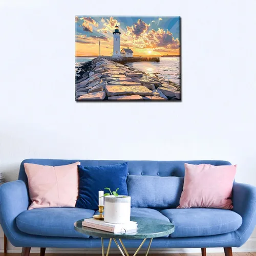 Vista 4 de Faro del sur de Portland, Maine, pintura de diamantes de bricolaje 5D, kit de numeración, paisaje marino de Estados Unidos, diamantes de imitación