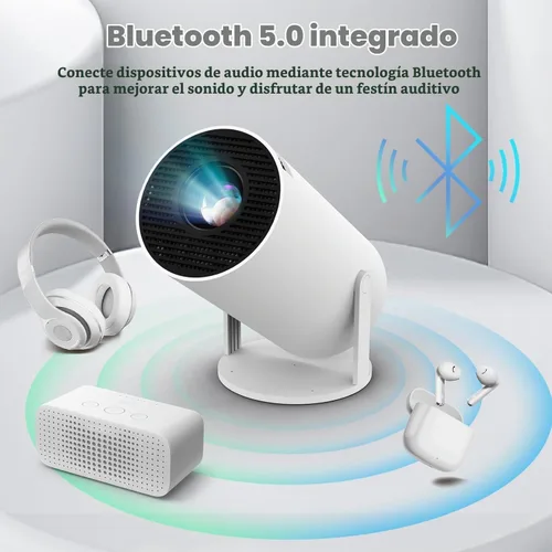 Vista 4 de Mini proyector, proyector portátil 1080P 4K, proyector inteligente con corrección trapezoidal automática, Wifi6 y Bluetooth, proyector de película