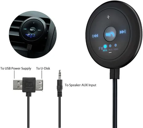 Vista 7 de Reproductor de MP3 para coche Receptor transmisor FM inalámbrico manos libres llamada función de memoria TF tarjeta U disco AUX Player