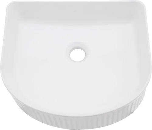 Vista 9 de Lordear 13x13 Fregadero Pequeño Redondo de Baño Moderno en Blanco, Fregadero de Cerámica de Porcelana Blanca sobre Encimera, Fregadero de Arte