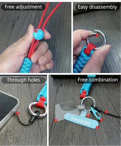 Vista 5 de Correa de muñeca para teléfono celular, pulsera para teléfono celular, cordón de muñeca para cámara, cordón de muñeca corto para llaves, cordón