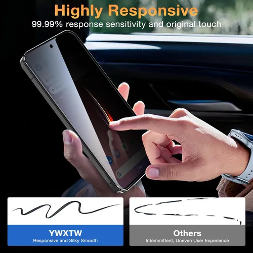 Vista 6 de YWXTW - Paquete de 2 protectores de pantalla de privacidad para Google Pixel 10/10 Pro/Pixel 9/9 Pro, compatible con desbloqueo de huellas