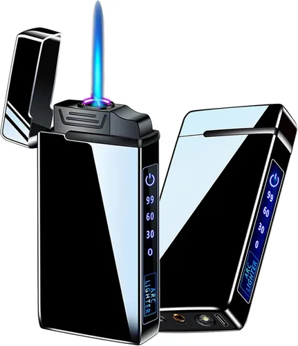 Vista 16 de Arc - Encendedor eléctrico y recargable de chorro de butano 2 en 1, recargable por USB con iluminación LED a prueba de viento para fuego, barbacoas