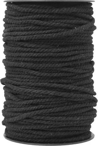 Vista 7 de Mandala Crafts Cordón de macramé negro de 3 hilos de 3 hebras de algodón torcido suministros de macramé - Cuerda de macramé de algodón de 109 yardas