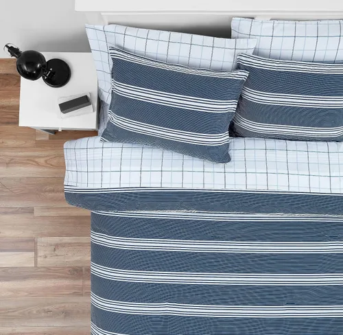 Vista 7 de Nautica - Juego de funda de edredón tamaño individual, ropa de cama de algodón tejido suave con una sensación transpirable y de peso medio, juego