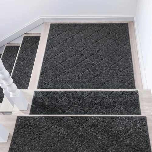 Vista 13 de COSY HOMEER - Alfombra antideslizante para escaleras, para interiores y escalones de madera, para niños y perros, 100 % poliéster, base de Beige