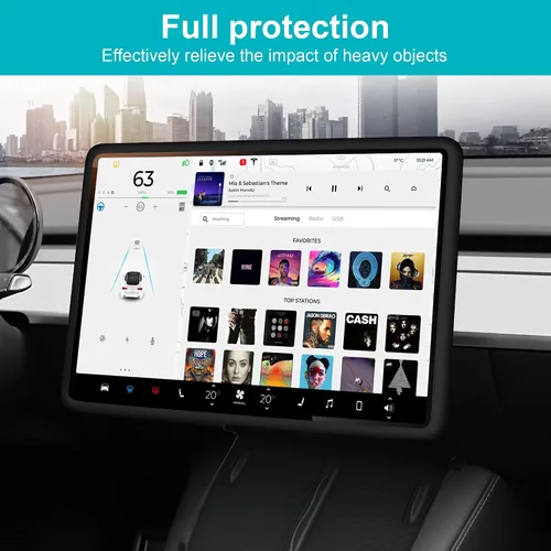Vista 3 de frani Protector de Marco de Pantalla Negro Diseñado para Tesla Modelo 3 (2025-2017), Tesla Modelo Y (2025-2020), Accesorios de Decoración