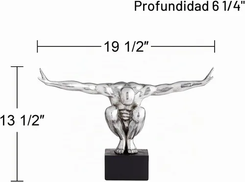 Vista 6 de Kensington Hill Gimnasta masculino Pose 19 1/2" Escultura de plata de ancho