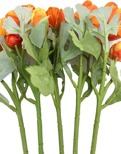 Vista 4 de Ramo de flores de anémona artificial de tacto real, 5 uds, decoración para el hogar (naranja)
