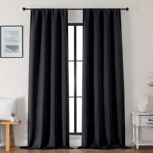 Vista 23 de Gwine Cortinas opacas para dormitorio, 54 pulgadas de largo, paneles de cortina de ventana con aislamiento térmico y reducción de ruido, cortinas