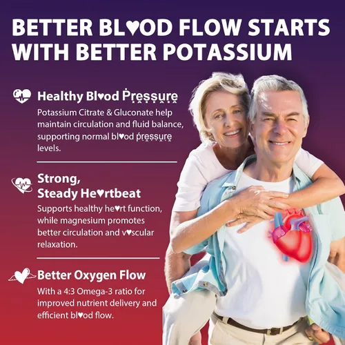 Vista 7 de Suplemento de citrato de potasio y gluconato de potasio, 1200 mg Dos formas de gomitas de potasio, con magnesio, Omega-3, calcio, vitamina D3 K2 B12