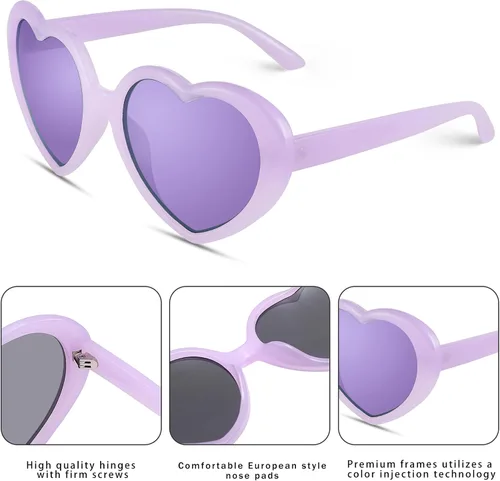 Vista 6 de Pro Acme Lentes de sol de corazón para mujer, polarizados, encantadores, estilo retro, de moda roja