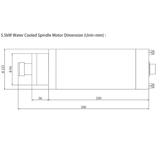 Vista 4 de Motor de husillo CNC refrigerado por agua ATO 5.5kW, 24000rpm, 2.91Nm, para máquina enrutadora CNC (5.5kw)