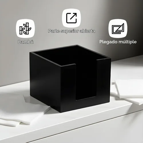 Vista 4 de Restaurantware Servilletero de cóctel de 5.5 x 4 pulgadas, 1 servilletero cuadrado plano – para bares, mesas de cocina o encimeras, resistente Negro