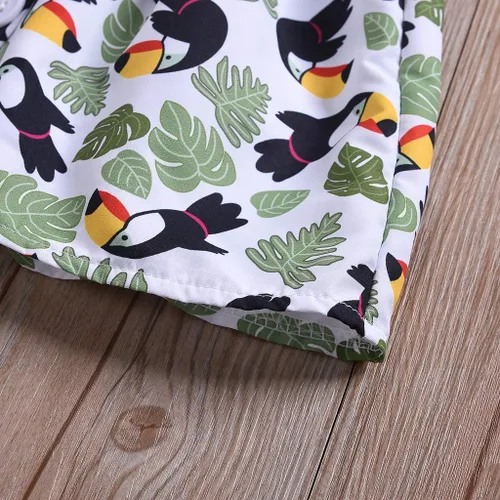 Vista 6 de Conjunto de cárdigan para bebé y niña, con hombros descubiertos, estampado de animales, con lazo