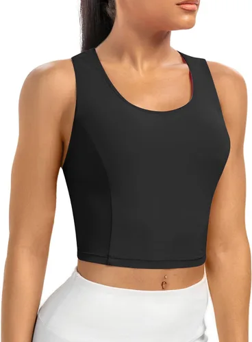 Vista 3 de Camiseta corta con cuello halter para mujer, camiseta sin mangas para gimnasio, yoga, entrenamiento, atlética, linda, ropa de moda, sexy, casual
