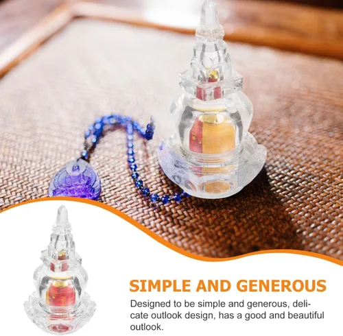 Vista 4 de Estupa Torre Budista Estupa Estupa Pagoda Budista Cristal Pagoda Estilo Chino Estatua Feng Shui Budismo Dagoba Mascota Suministros de budismo