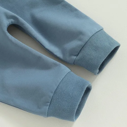 Vista 6 de Conjunto de 2 piezas de sudadera con estampado de letras y cuello redondo para bebé niño