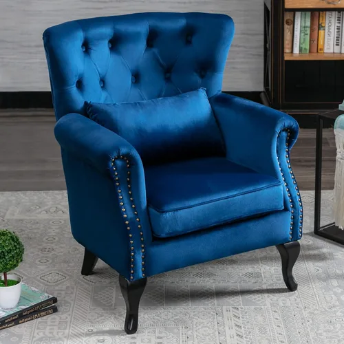 Vista 41 de Sillas de Brazo de Lectura Accent Sillas Midcentury Modernas Cómodas Silla de Sofá de Esquina, Silla de Club Wingback de Sala de Espera con Respaldo